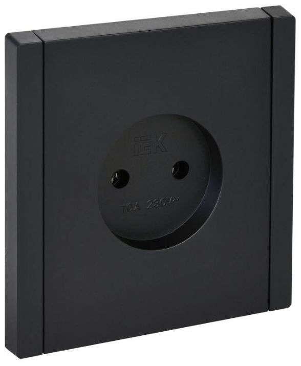 Изображение Розетка 1-м СП FORTE&PIANO FP118 10А без заземл. без защ. шторок винт. крепл. черн. IEK FP-R10-10-K02