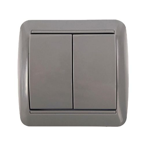 Изображение Выключатель 2-кл. ОП Клио 10А IP44 сер. UNIVersal К2223-Gr