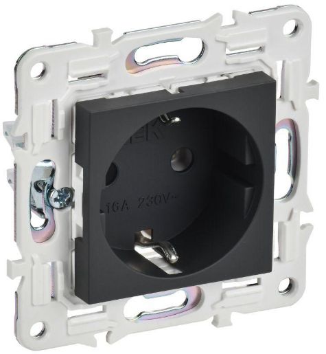 Изображение Розетка SKANDY 16А с заземл. без защ. шторок SK-R05G графит IEK SK-R11-16-K53