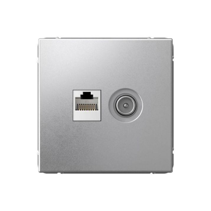 Изображение Розетка компьютерная + телевизионная 2-м ArtGallery RJ45 + TV кат.5E алюм. SE GAL000389