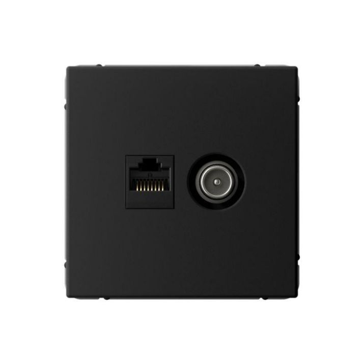 Изображение Розетка компьютерная + телевизионная 2-м ArtGallery RJ45 + TV кат.5E карбон SE GAL001089