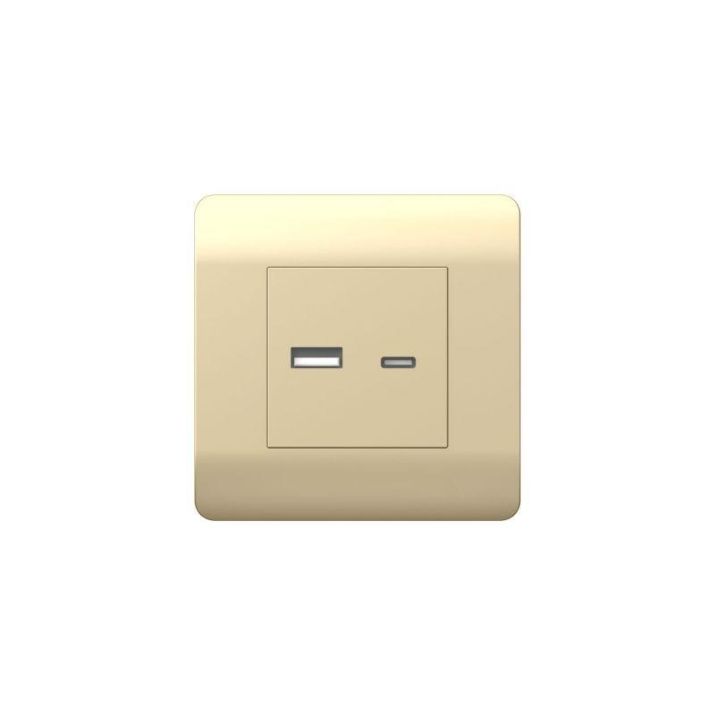 Изображение Розетка USB NEW3-E тип A+C 5В/2.1А шампань CHINT 431450
