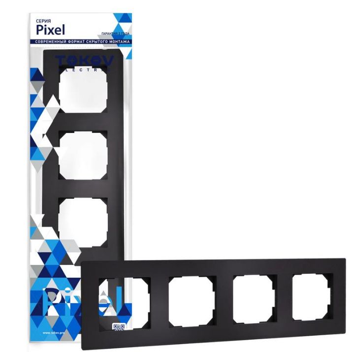 Изображение Рамка 4-м Pixel универс. карбон TOKOV ELECTRIC TKE-PX-RM4-C14