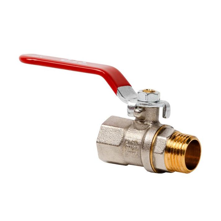 Изображение Кран шаровой ручка рычаг латунь внутр./наружн. резьба 1/2дюйм PN25 никель (инд. упак.) RTP 34886