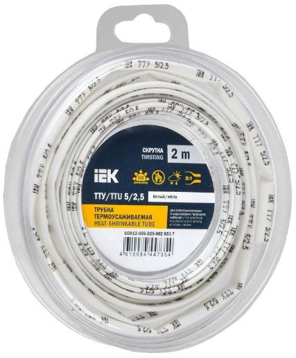 Изображение Трубка термоусадочная ТТУ нг-LS 5/2.5 бел. (уп.2м) IEK UDR12-005-D25-002-K01-T