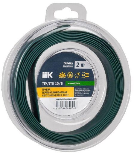 Изображение Трубка термоусадочная ТТУ нг-LS 10/5 зел. (уп.2м) IEK UDR12-010-005-002-K06-T