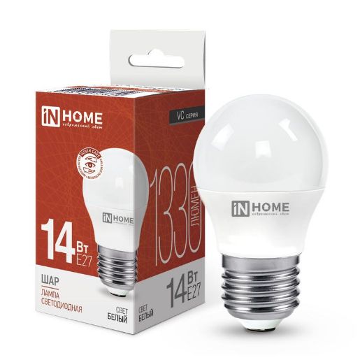Изображение Лампа светодиодная LED-ШАР-VC 14Вт 230В E27 4000К 1330лм IN HOME 4690612047829