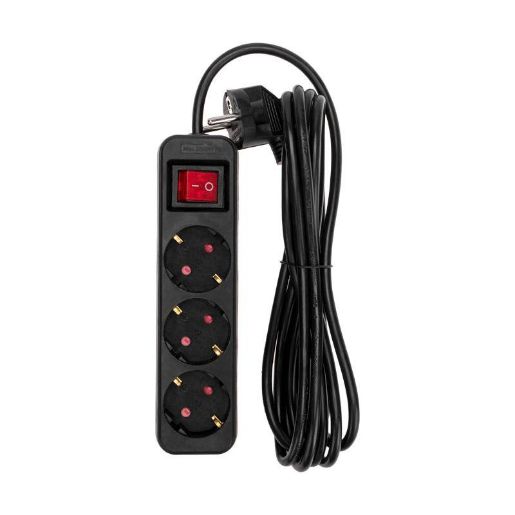 Изображение Удлинитель 3х3м с заземл. STANDARD 3х1кв.мм с выкл. черн. Rexant 13-4019