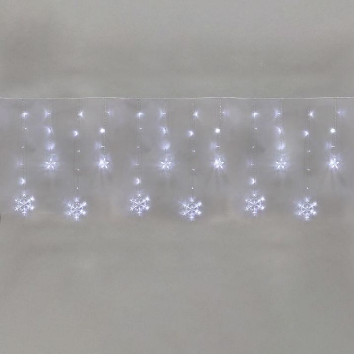 Изображение Гирлянда светодиодная "Бахрома" со снежинками 2.4х0.9м 150LED бел. 7.5Вт 230В IP20 с контроллером 8 режимов Neon-Night 255-075