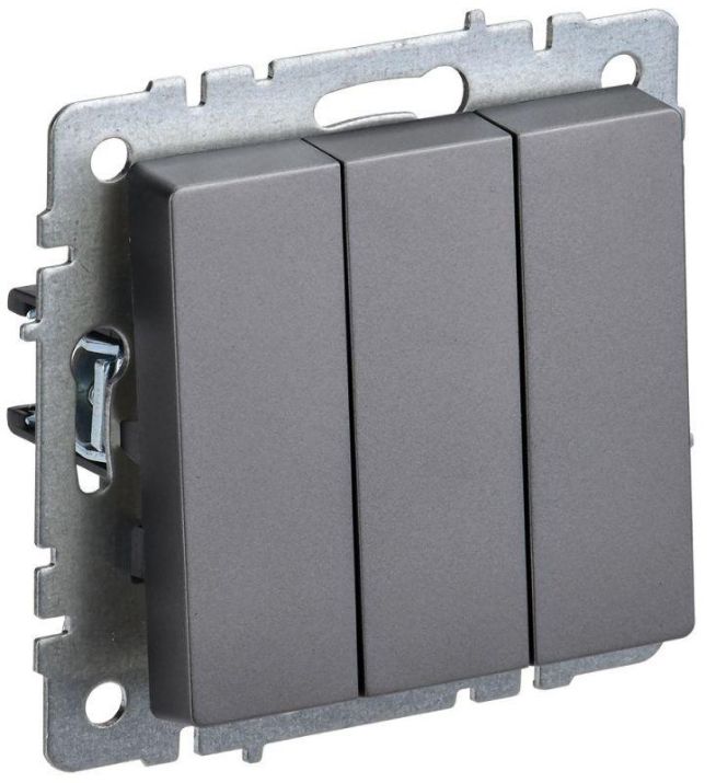 Изображение Выключатель 3-кл. СП BRITE ВС10-3-0-БрС 10А механизм сталь IEK BR-V30-0-10-K46