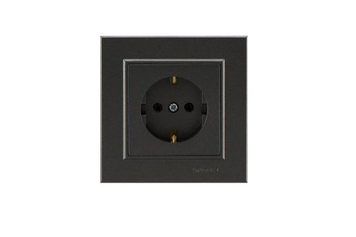 Изображение Розетка 1-м СП Karea 16А IP20 с/з дым. металлик Makel 56050028