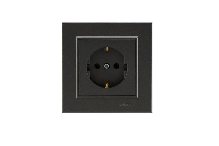 Изображение Розетка 1-м СП Karea 16А IP20 с/з дым. металлик Makel 56050028