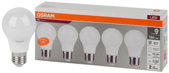 Изображение Лампа светодиодная LED Value LVCLA60 7SW/840 7Вт грушевидная матовая E27 230В 2х5 RU (уп.5шт) OSRAM 4058075577657