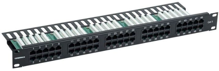 Изображение Патч-панель телеф. 1U кат.3 RJ45 50 порт. (Krone) GENERICA PP50-1UC03U-K05-G