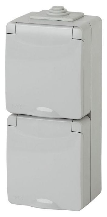Изображение Розетка 2-м ОП Эра Эксперт 11-2607-03 16А IP65 верт. 250В 2х2P+E сер. Эра Б0036002