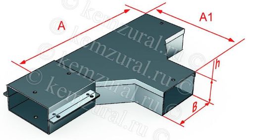 Изображение Короб тройниковый СТ 100х100 УТ1.5 1мм КЭМЗ 382 101003 54