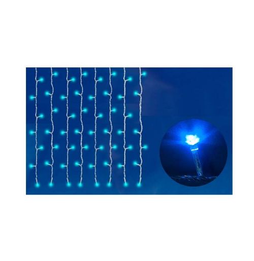 Изображение Занавес светодиодный ULD-C2030-240/TWK BLUE IP67 с эффектом мерцания 3х2м соединяемый 240LED cиний свет провод бел. Uniel UL-00001358