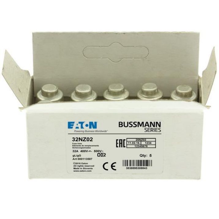 Изображение Предохранитель 32А D02 GG 400В AC EATON 32NZ02