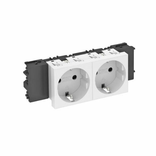 Изображение Розетка 2-м Modul45connect STD-D0C RW2 16А 250В 0град. с заземл. защ. шторки бел. OBO 6120362