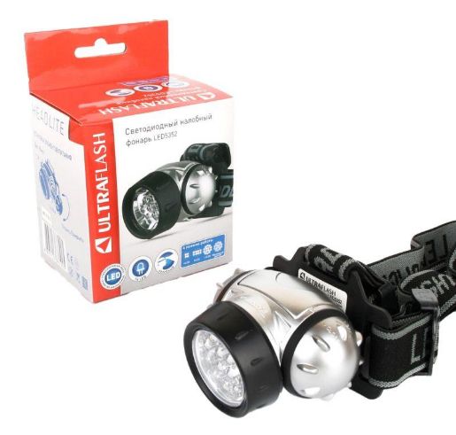 Изображение Фонарь налобный LED 5352 14LED 4 режима 3хR03 металлик Ultraflash 10261