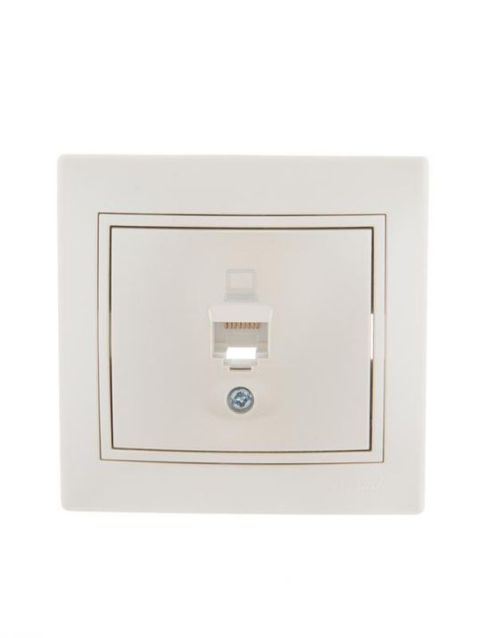 Изображение Розетка компьютерная 1-м СП Mira RJ45 16А IP20 со вставкой жемчуж./бел. перламутр. LEZARD 701-3030-139