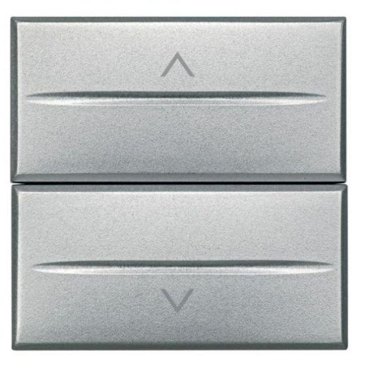 Изображение Выключатель для жалюзи кнопочный 2-кл. 2мод. Axolute Axial 10А 250В 1Р(NO)+ 1Р(NO) алюм. Leg BTC HC4037/2