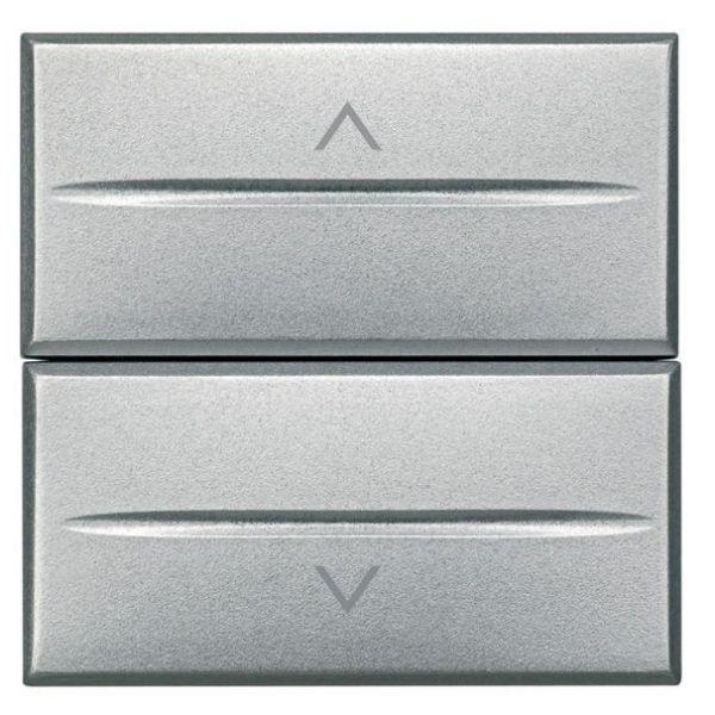 Изображение Выключатель для жалюзи кнопочный 2-кл. 2мод. Axolute Axial 10А 250В 1Р(NO)+ 1Р(NO) алюм. Leg BTC HC4037/2