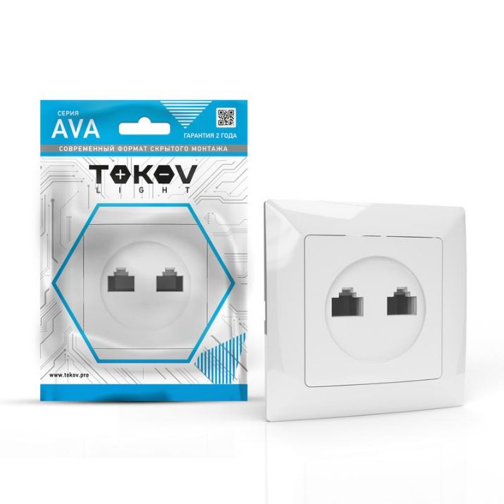 Изображение Розетка компьютерная 2-м СП AVA в сборе бел. TOKOV LIGHT TKL-AV-RC2-C01