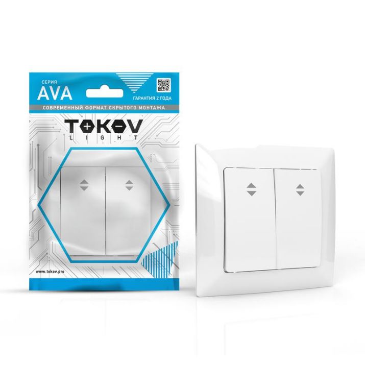 Изображение Переключатель проходной 2-кл. СП AVA 10А IP20 в сборе бел. TOKOV LIGHTTKL-AV-P2F-C01