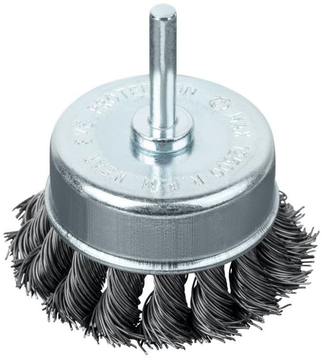 Изображение Корщетка-чашка со штифтом стальная витая проволока 70мм FIT 38595