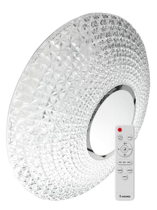 Изображение Светильник светодиодный PREMIUM CRYSTAL 75Вт 230В 3000-6500К 6000лм IP40 505х125мм настенно-потолочный управляемый с пультом ДУ КОСМОС KSCrys75W