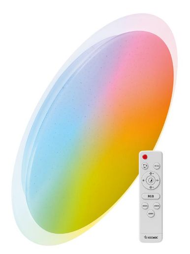 Изображение Светильник светодиодный PREMIUM GALAXY-RGB 75Вт 230В 3000-6500К 6000лм IP40 555х83мм настенно-потолочный управляемый с пультом ДУ с RGB подсветкой КОСМОС KSGalaRGB75W