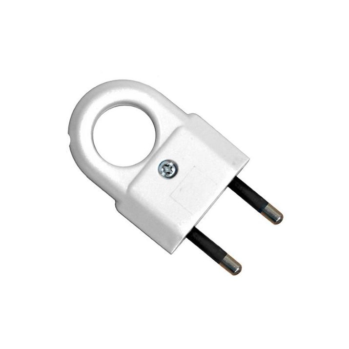 Изображение Вилка электрическая 6А 250В плоская с ушком без. заземл. бел. (еврослот) UNIVersal А103