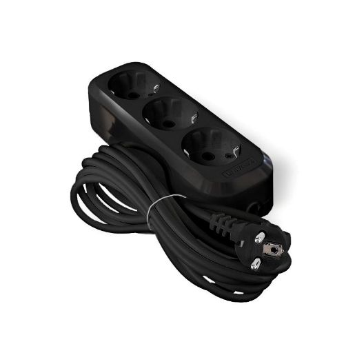 Изображение Удлинитель 3х5м с заземл. 16А IP20 Е-303 ПВС 3х1 АБС-пластик черн. UNIVersal 2182