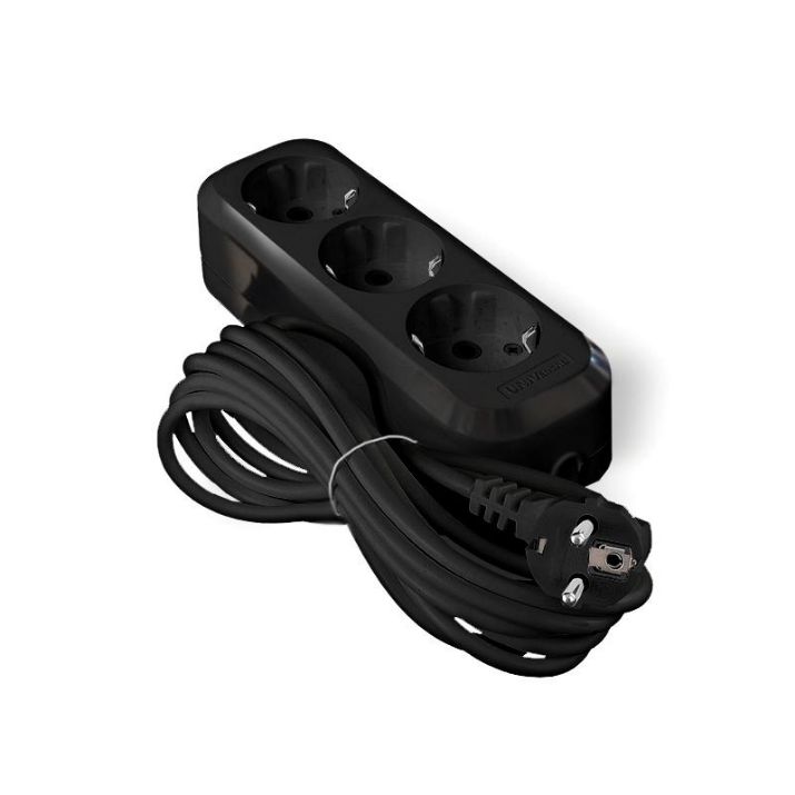 Изображение Удлинитель 3х5м с заземл. 16А IP20 Е-303 ПВС 3х1 АБС-пластик черн. UNIVersal 2182