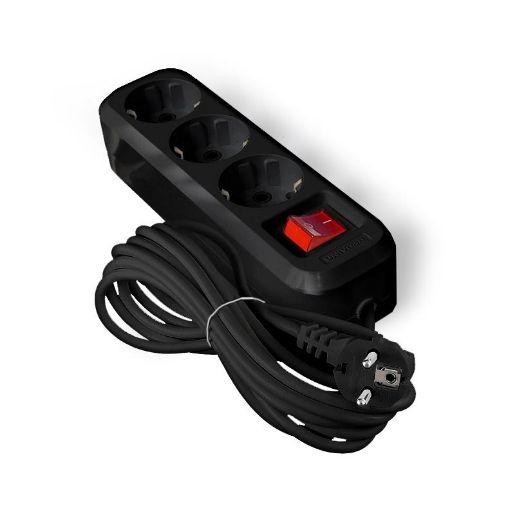 Изображение Удлинитель 3х5м с заземл. 16А IP20 S-303 ПВС 3х1 с выкл. черн. UNIVersal 2021