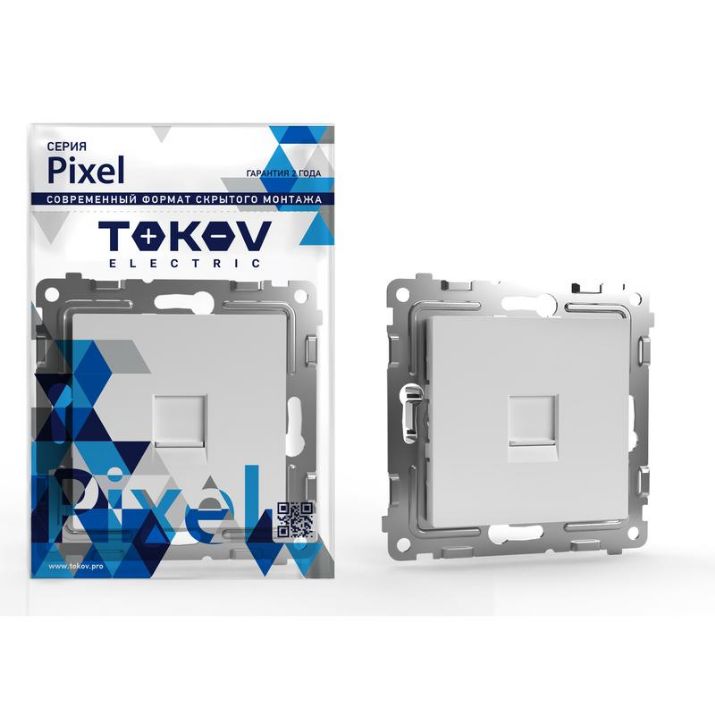 Изображение Розетка телефонная 1-м СП Pixel RJ11 механизм бел. TOKOV ELECTRIC TKE-PX-RT1-C01