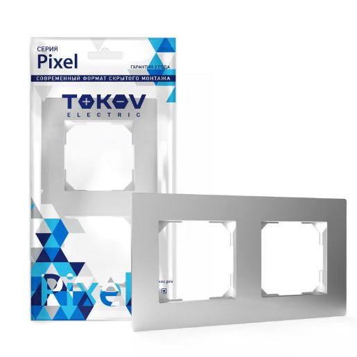 Изображение Рамка 2-м Pixel универс. алюм. TOKOV ELECTRIC TKE-PX-RM2-C03