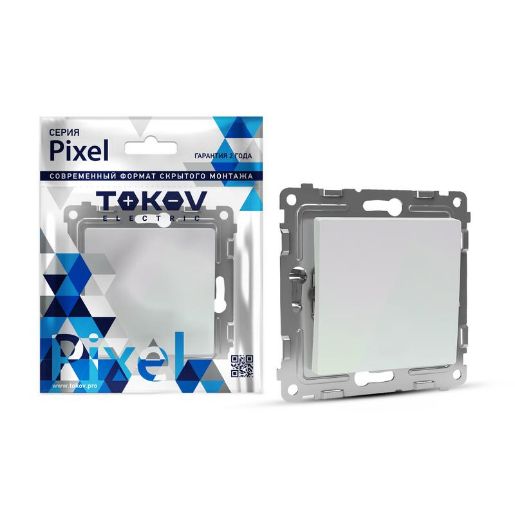 Изображение Переключатель проходной 1-кл. СП Pixel 10А IP20 механизм перламутр. TOKOV ELECTRIC TKE-PX-P1-C04