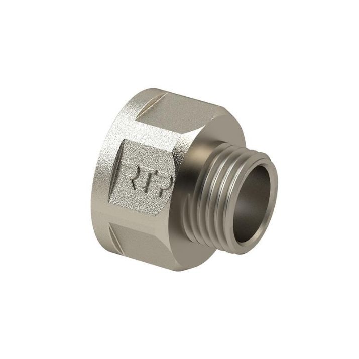 Изображение Переходник латунь внутр./наружн. резьба 1/2х3/8дюйм никель (инд. упак.) RTP 35039