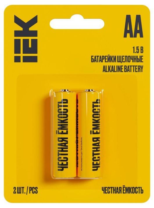 Изображение Элемент питания алкалиновый AA/LR6 Alkaline (блист.2шт) IEK ABT-LR06-OP-L02