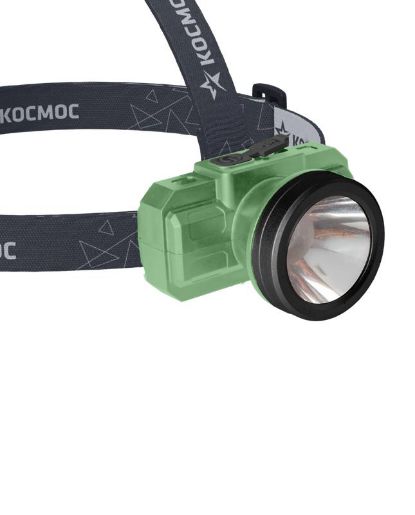 Изображение Фонарь аккумуляторный налобный 2Вт LED Li-ion 14500 500мА.ч корпус ABS-пластик USB-шнур type C регулируемый эласт. ремешок КОСМОС KOC516Lit