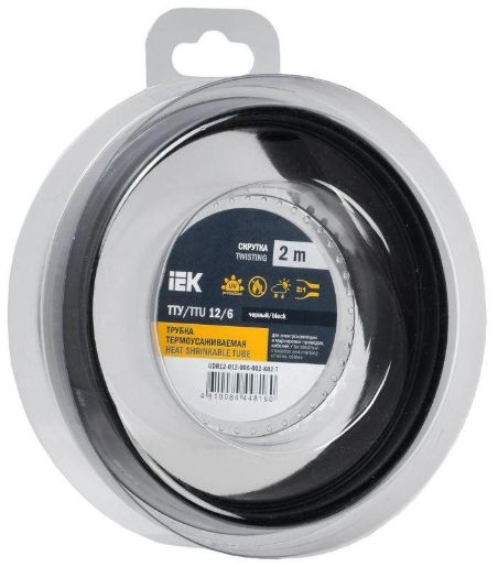 Изображение Трубка термоусадочная ТТУ нг-LS 12/6 черн. (уп.2м) IEK UDR12-012-006-002-K02-T