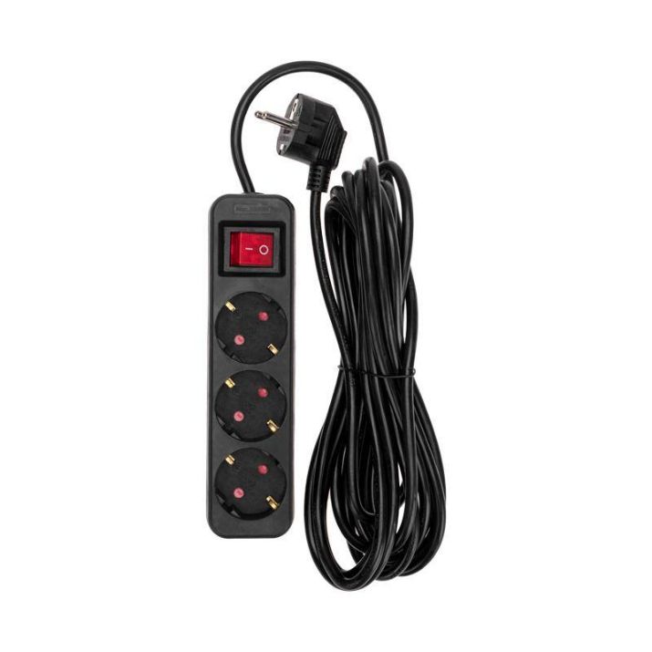 Изображение Удлинитель 3х5м с заземл. STANDARD 3х1кв.мм с выкл. черн. Rexant 13-4020