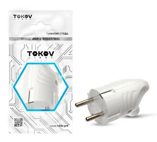 Изображение Вилка электрическая с заземл. с кольцом (ушком) 16А 250В IP20 бел. TOKOV ELECTRIC TKL-PLUZR-C01