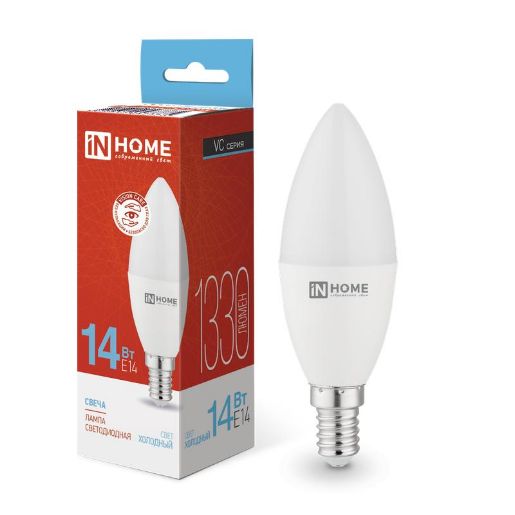 Изображение Лампа светодиодная LED-СВЕЧА-VC 14Вт E14 6500К 1330лм IN HOME 4690612047775