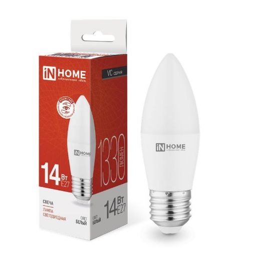 Изображение Лампа светодиодная LED-СВЕЧА-VC 14Вт E27 4000К 1330лм IN HOME 4690612047744