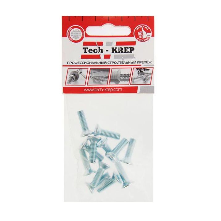 Изображение Винт с потайной головкой DIN965 М3х12 оцинк. (уп.10шт) Tech-Krep/Zitar 102987