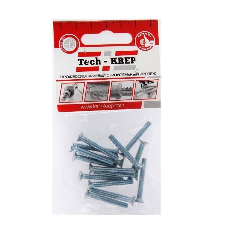 Изображение Винт с потайной головкой DIN965 М4х20 оцинк. (уп.14шт) Tech-Krep/Zitar 126587