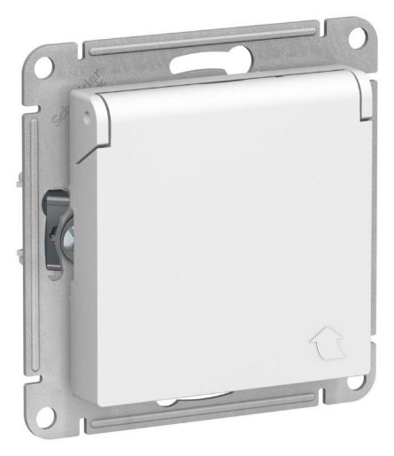 Изображение Розетка AtlasDesign 16А IP20 с заземл. защ. шторки с крышкой механизм лотос SE ATN001346